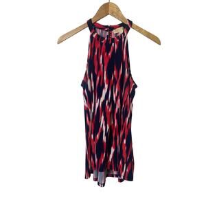 Michael Kors Red White and Navy Halter Neck Sleeveless Blouse Women's Small